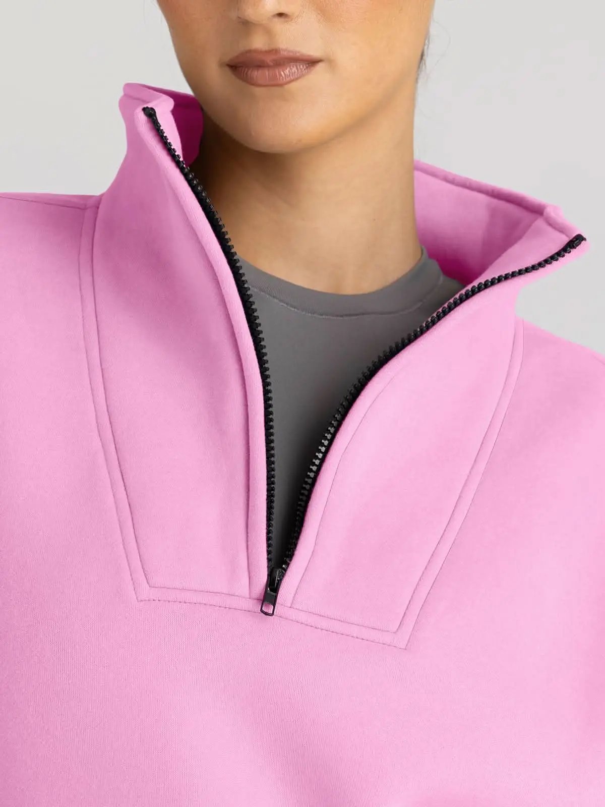 Trendy Queen Sweatshirts Half Zip Pullover Quarter Zip Oversized Hoodies Sweaters Comfy Fall Outfits 2024 Y2K Winter Clothes - Love Salve